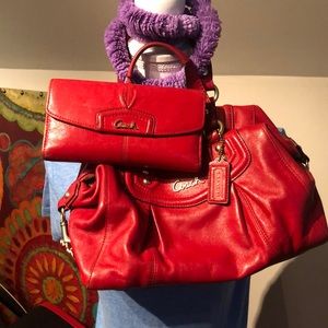 RED Coach purse and wallet combo